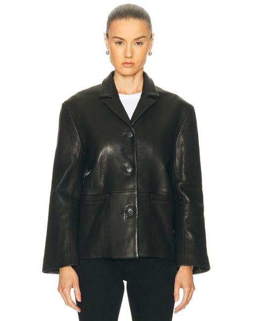 GRLFRND Black Marlo Leather Blazer