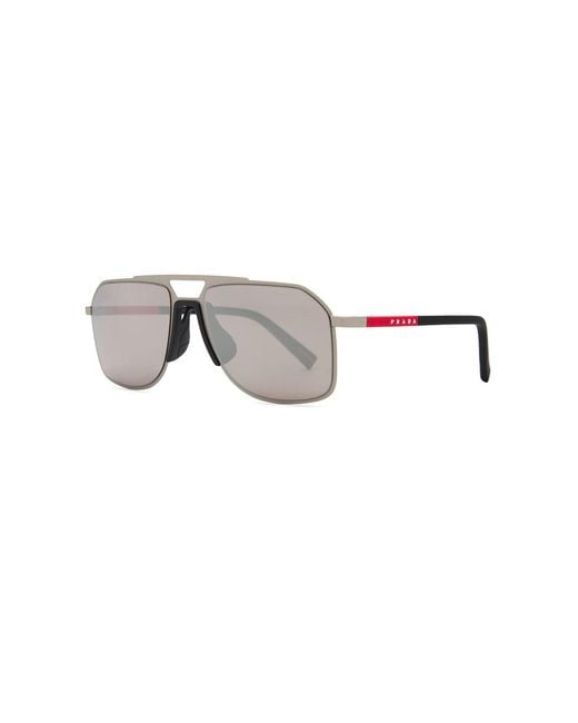 Prada Gray Rectangular Sunglasses for men