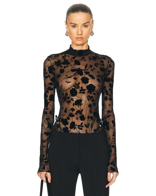 Givenchy Black All Over Flowers Bodysuit