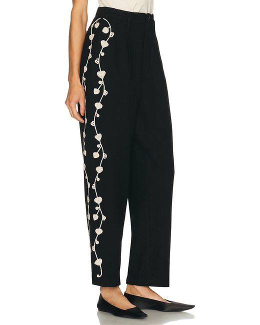 Bode Black Snowdrop Applique Murray Trouser