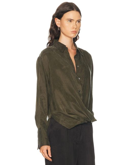 Helmut Lang Green Fluid Drape Shirt