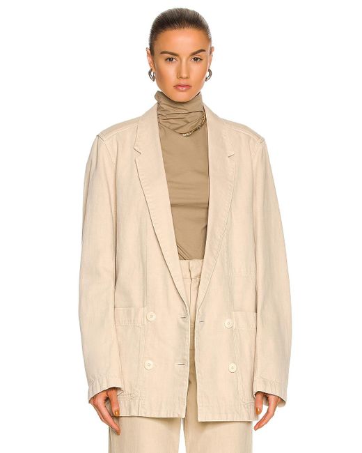 Lemaire Denim Double Breasted Jacket in Natural - Lyst