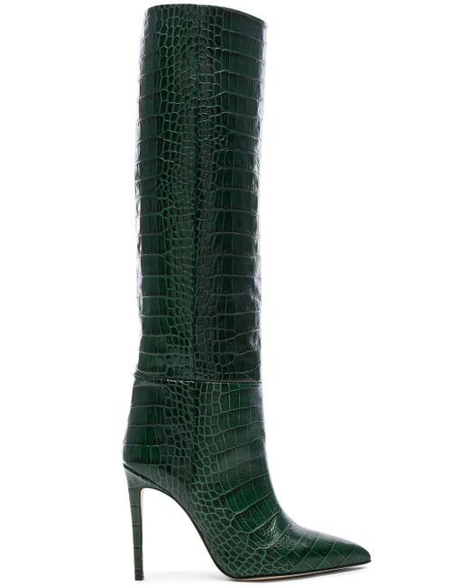 Paris Texas Green Knee-high Croc-embossed Leather Boots