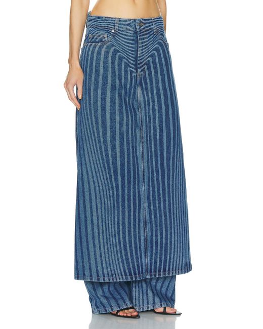 Jean Paul Gaultier Blue Body Morphing Laser Print Denim Skirt Pant