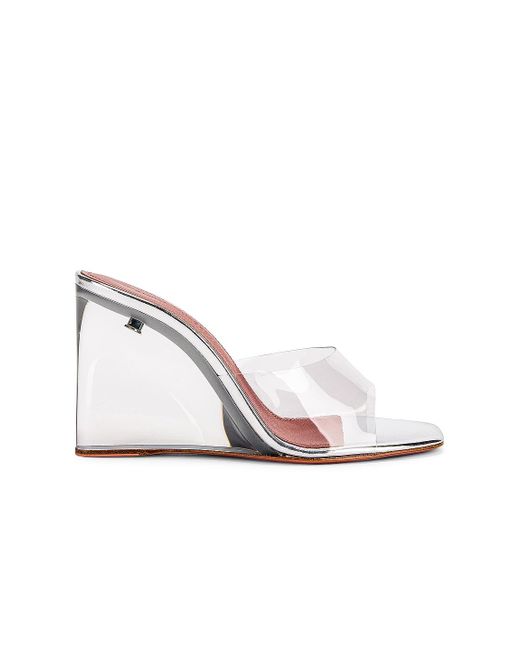 AMINA MUADDI Leather Lupita Glass Wedge in Transparent (White) | Lyst