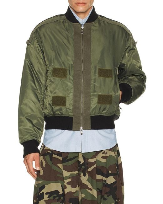 ANDERSSON BELL Green Flight Layered Washed Bomber Jacket for men