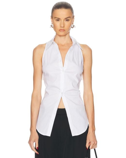 Simon Miller White Loch Sleeveless Poplin Button Up Top