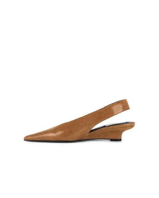 Totême  Brown Wedge Lizard Embossed Slingback