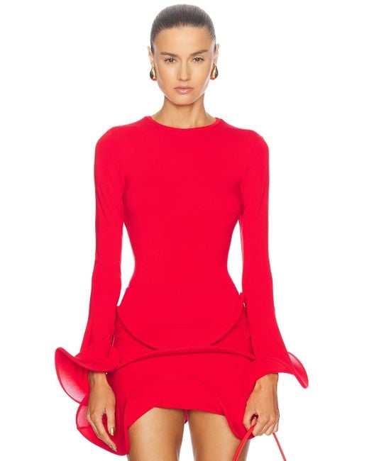 Sid Neigum Red Wave Sleeve Top