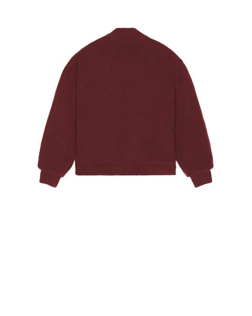 vowels Red Knitted Bomber Jacket for men