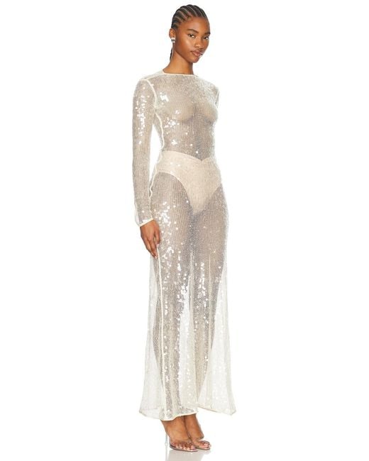 David Koma White Sequin Open Back Gown