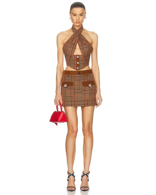 Area Brown Crystal Halter Top