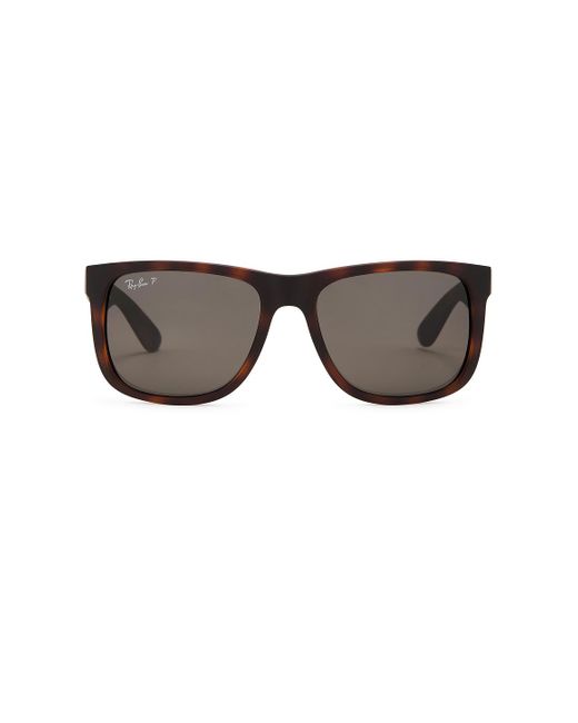 Ray-Ban Gray Justin Polarized Square Sunglasses for men