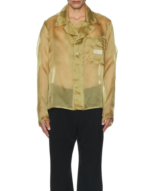 4SDESIGNS Yellow Mil Shirt Jacket for men