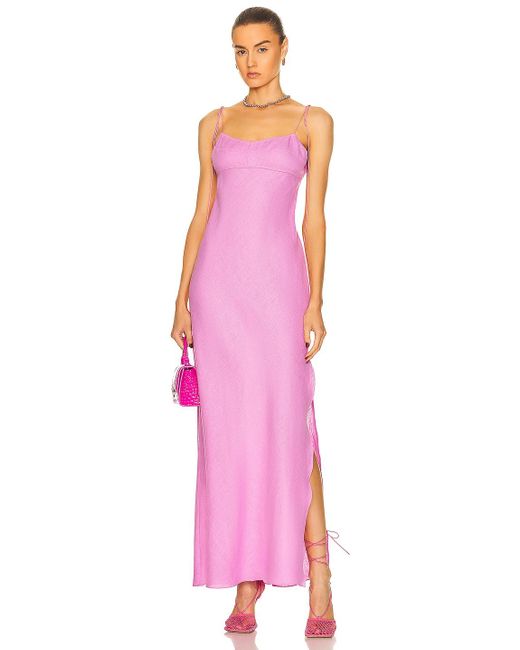 Anna October Linen Odette Maxi Dress in Pink | Lyst UK