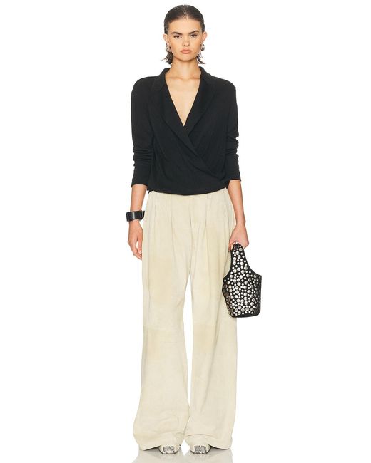 R13 Black Twisted Lapel Top