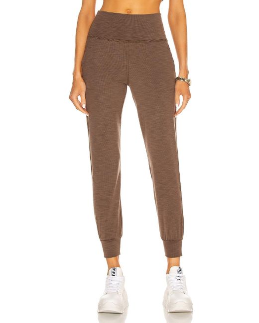 beyond yoga heather rib fitted midi jogger