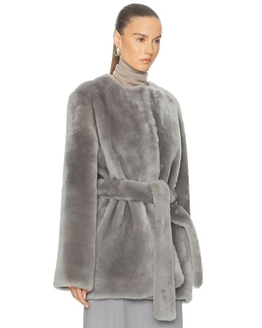 Totême Gray Plush Shearling Jacket