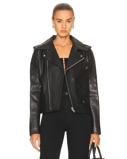 Helmut Lang Leather Biker Jacket in Black | Lyst