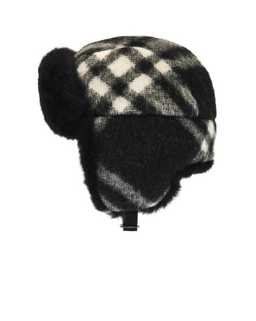 Burberry Black Tribar Trapper Hat