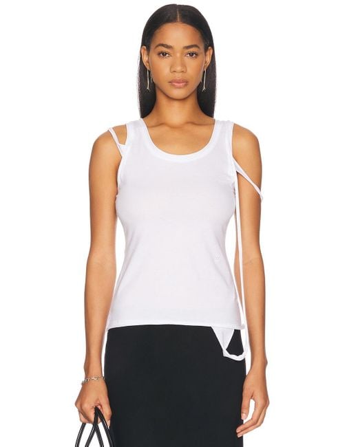 Helmut Lang Strap Tank Top in White | Lyst