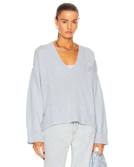 Ganni Wool Mix Sweater in Blue - Lyst