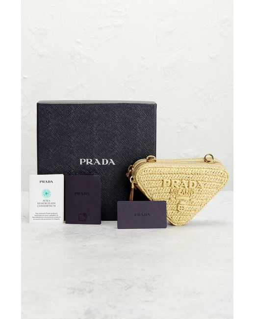 Prada Metallic Raffia Mini Triangle Shoulder Bag