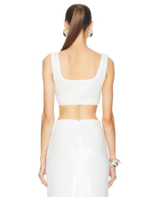 Galvan White Beating Heart Cropped Top