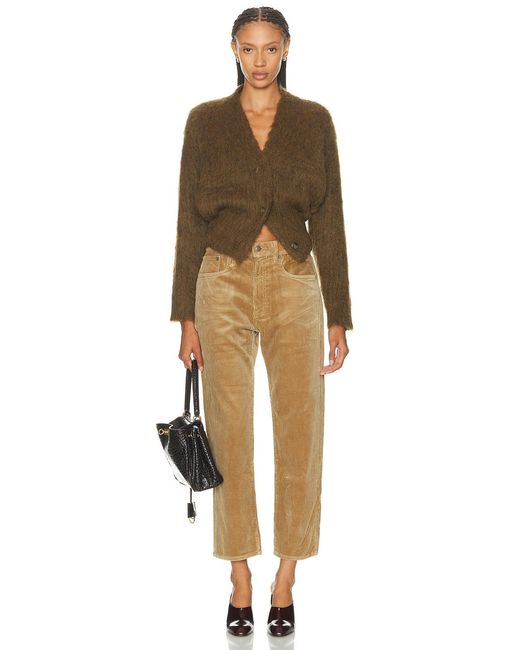 R13 Brown Split Hem Ribbed Cardigan