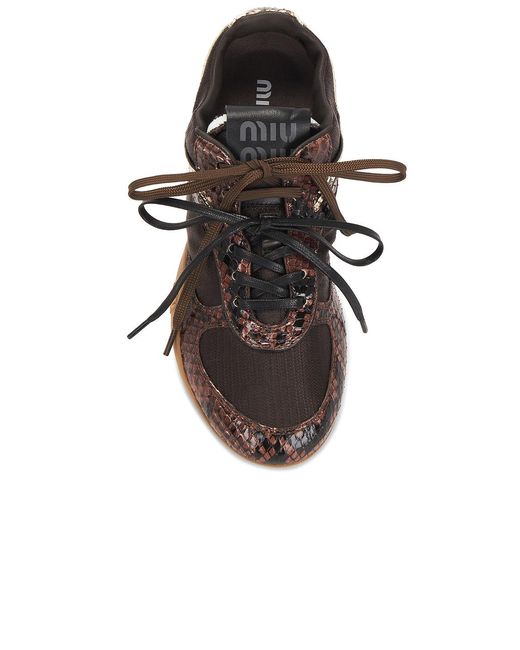 Miu Miu Brown Nylon & Ayers Sneaker