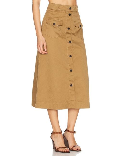 Saint Laurent Natural Button Down Midi Skirt