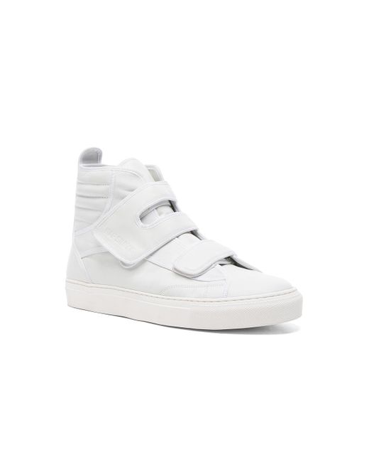 Raf Simons White High Top Velcro Sneakers