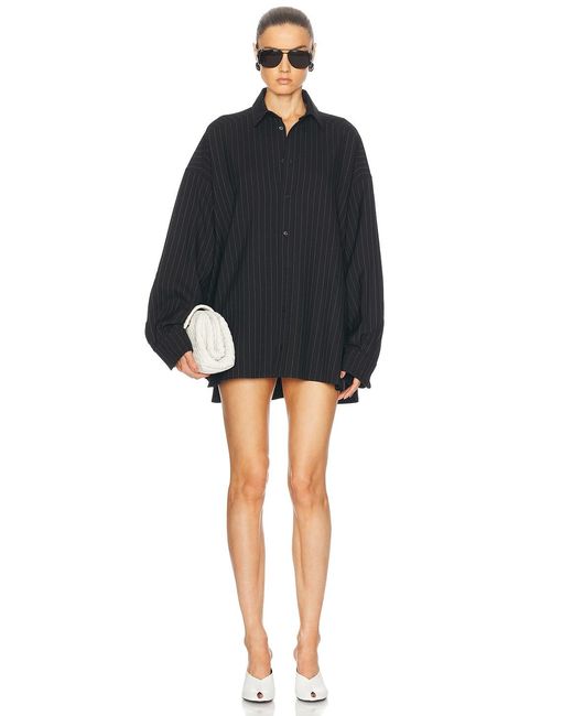 Wardrobe NYC Black Oversize Shirt Mini Dress