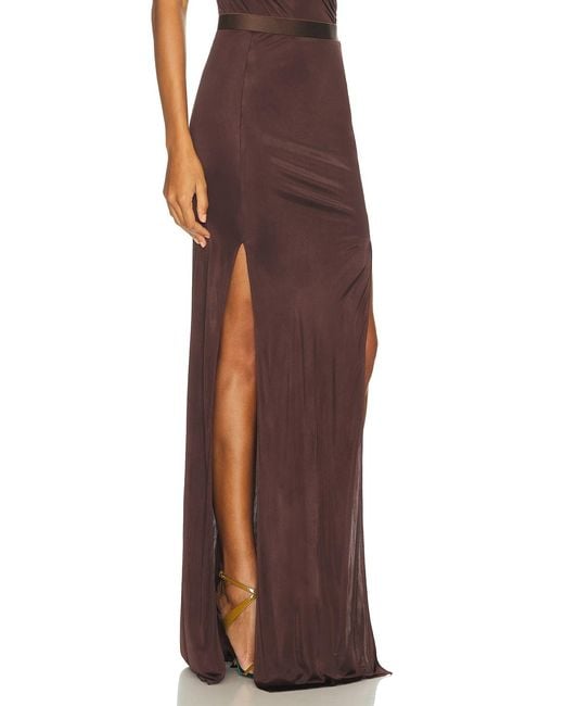 Atlein Brown Double Slit Skirt