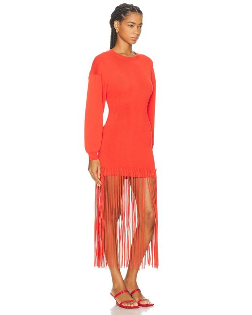 Simon Miller Red Wallis Knit Fringe Dress