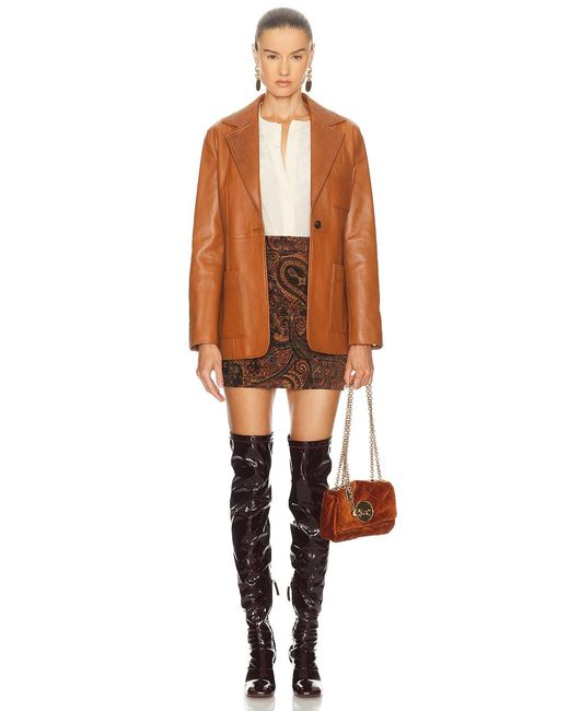 Chloé Brown Slouch Leather Blazer