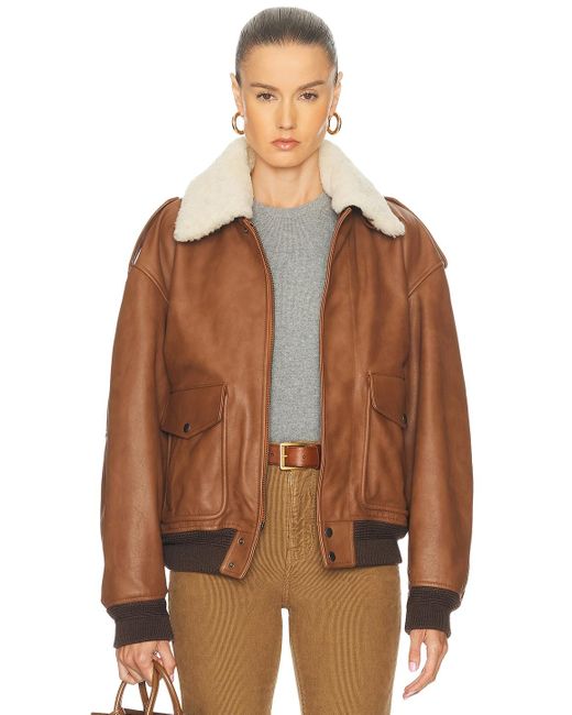 Saint Laurent Brown Aviator Jacket
