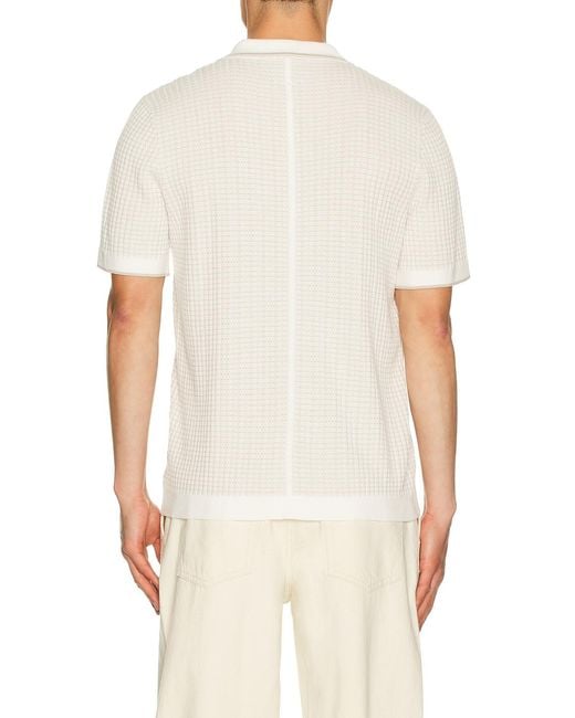 Rag & Bone White Harvey Rib Polo for men