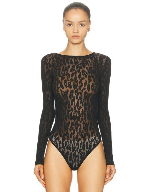 Wolford Black Leo String Bodysuit