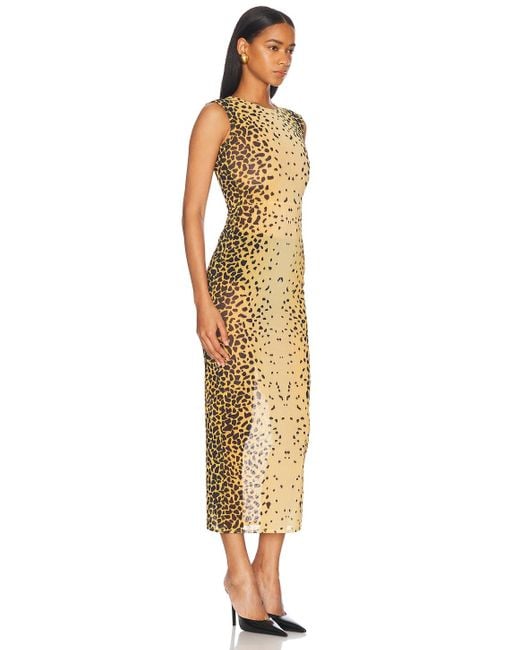 Alex Perry Metallic Sleeveless Power Mesh Midi Dress