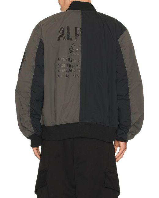 Alpha Industries Black 2B Relaxed Patchwork Flight Jacket for men