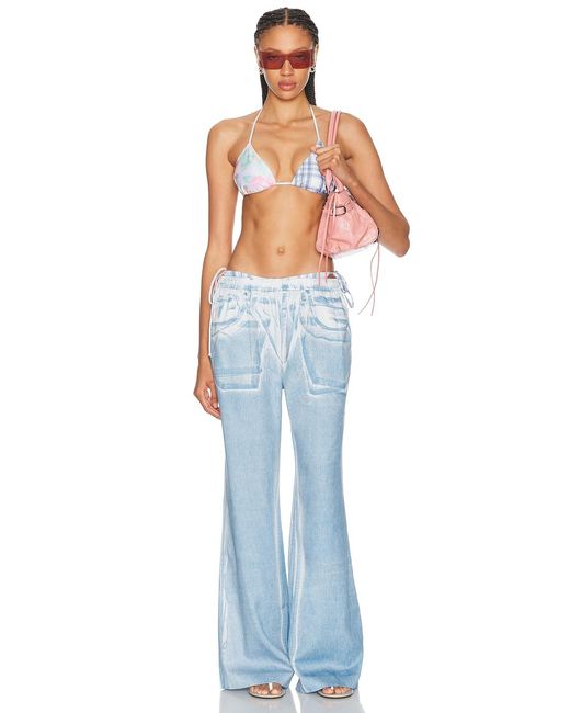 Acne White Eini Flower Plaid Bikini Set