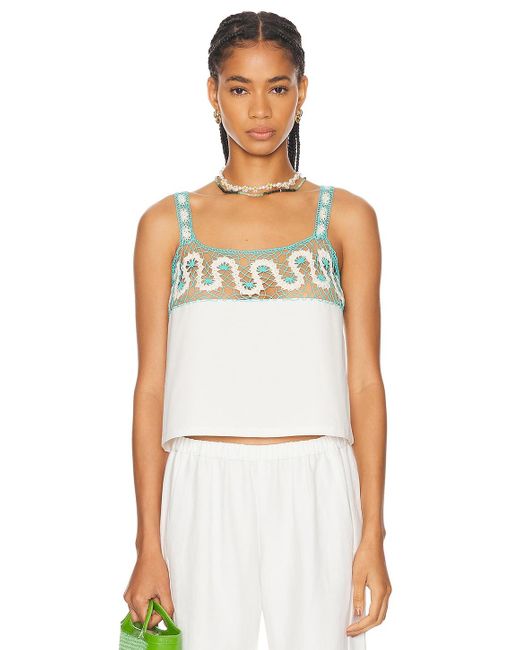 Bode White Ripple Lace Tank