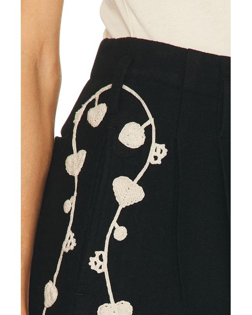 Bode Black Snowdrop Applique Murray Trouser