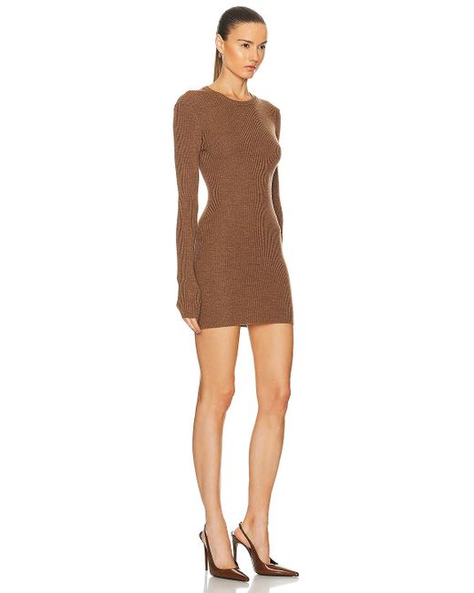 Wardrobe NYC Brown Ribbed Long Sleeve Dress Mini