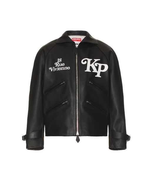 KENZO Black By Verdy Leather Motorcycle Jacket for men