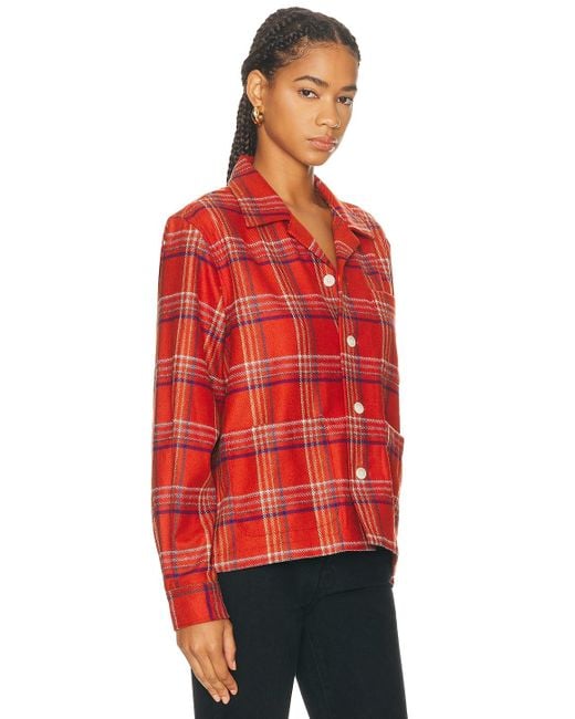 Bode Red Gable Plaid Overshirt
