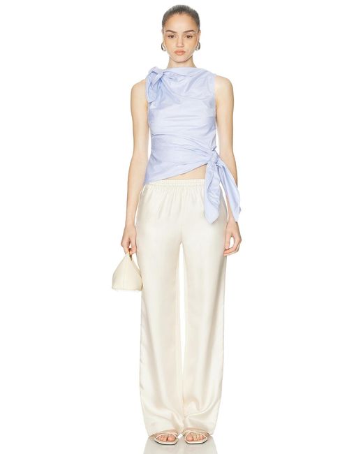 Monse Blue Bow Drape Shirting Top