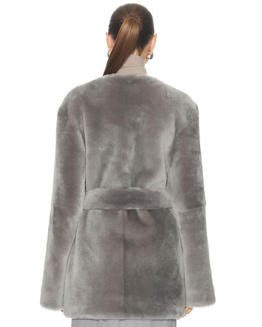 Totême Gray Plush Shearling Jacket