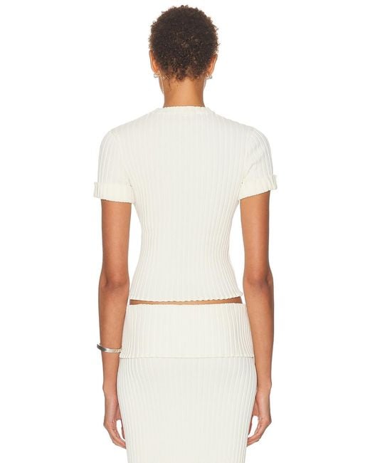 SAME White Ribbed Knit Top